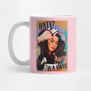 Hate is a Virus (Asian girl inside dotted heart) Mug